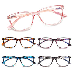 5 Pack Reading Glasses Blue Light Blocking Readers Fashion Glasses Women  Computer Readers  Comfort Spring Hinge