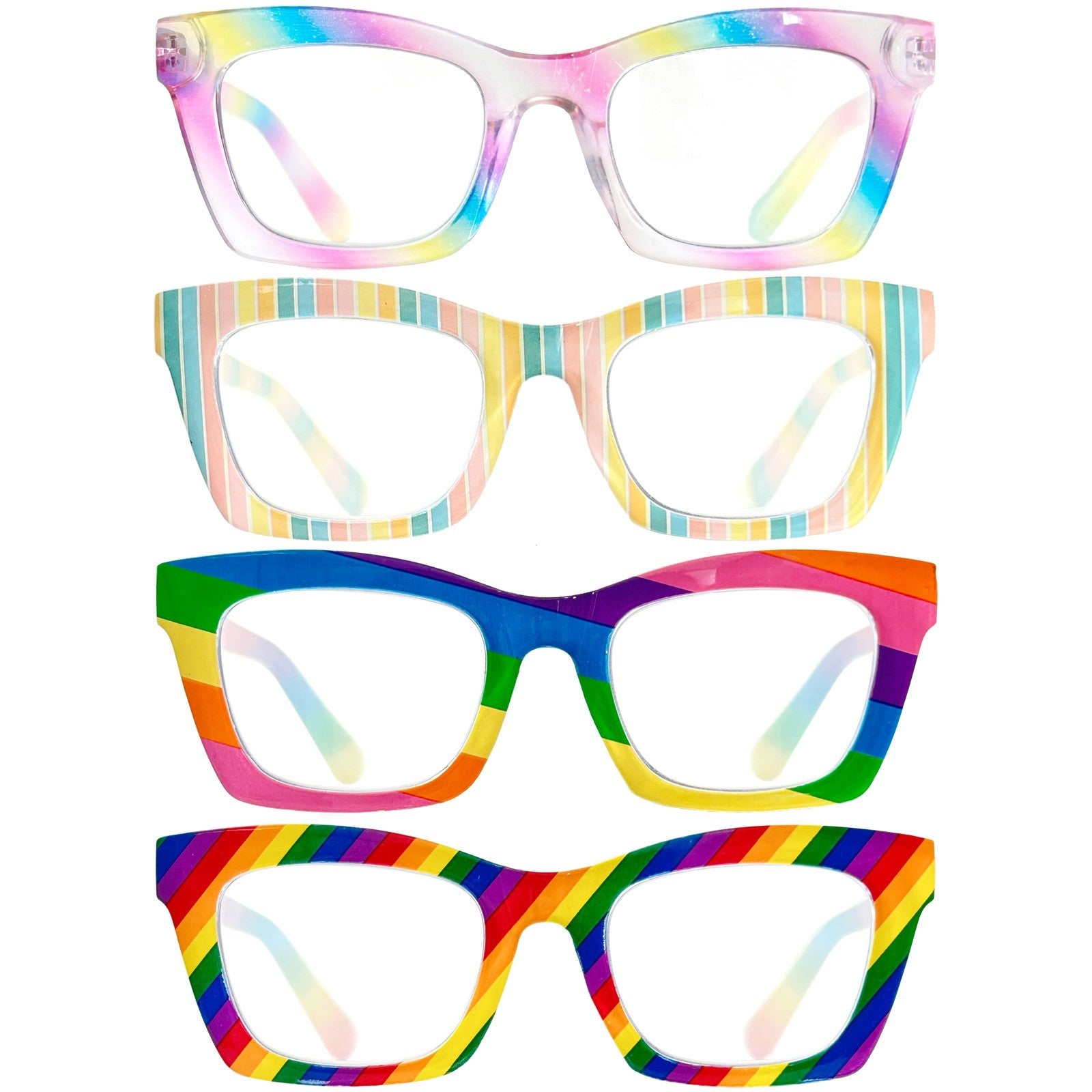 4 Pack Ladies Reading Glasses Blue Light Blocking Spring Hinge Fashion Pattern Print Eyeglasses for Women