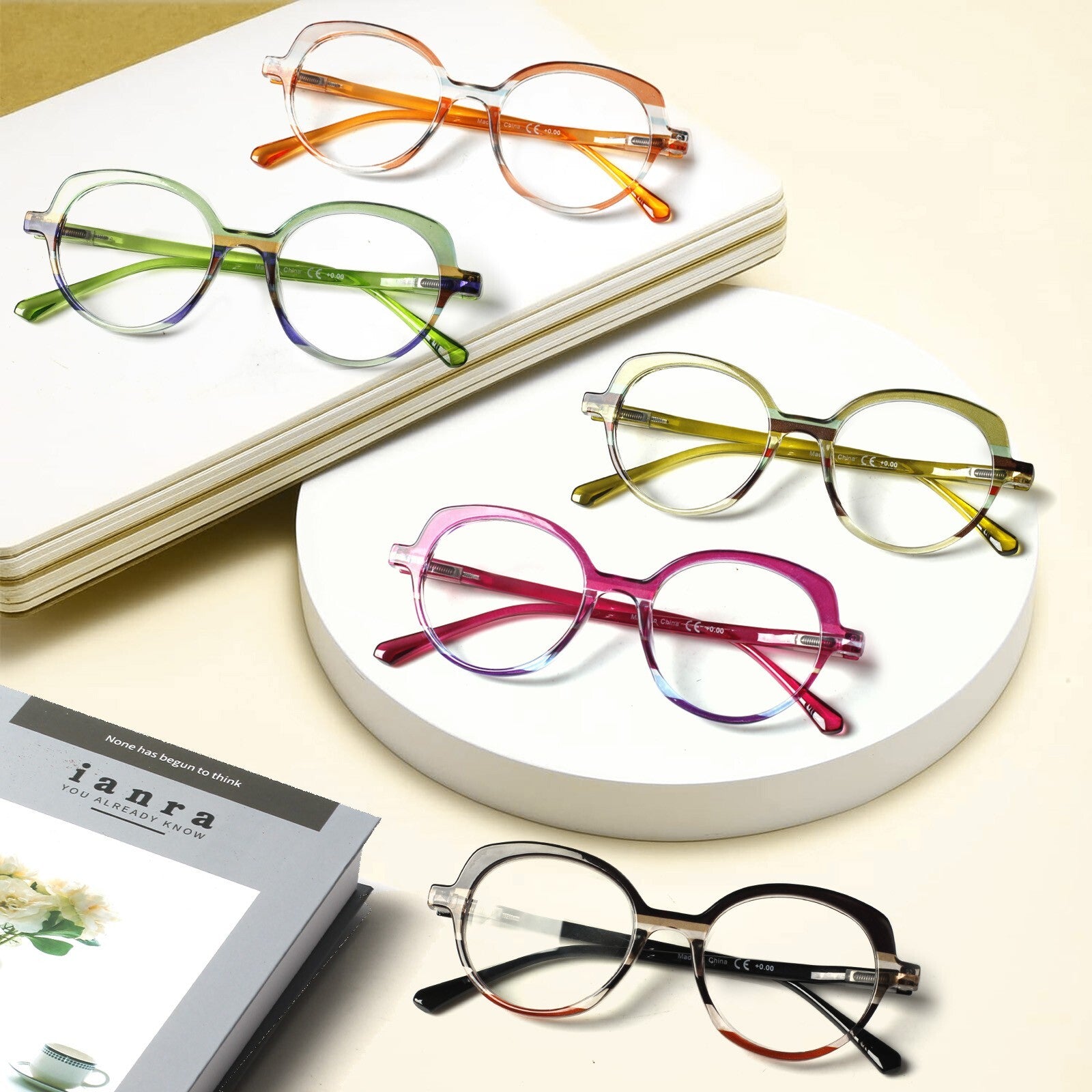 5 Pack Ladies  Reading Glasses Women Fashion Spring Hinge Readers