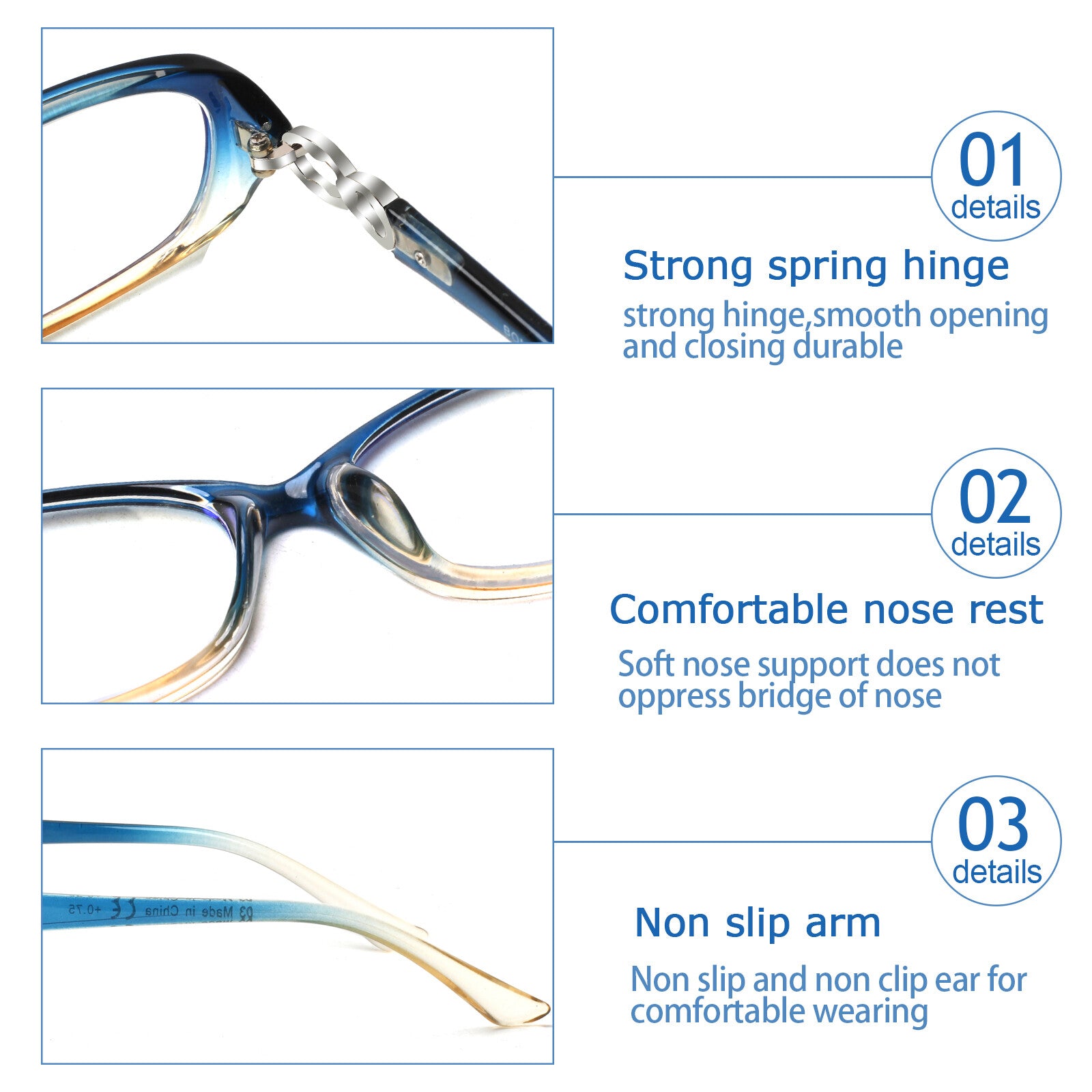 5 Pack Ladies Reading Glasses for Women Men  Blue Light Glasses Fashion Spring Hinge Oval Readers