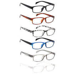 6 Pack Blue Light Blocking Reading Glasses with Spring Hinge for Men
