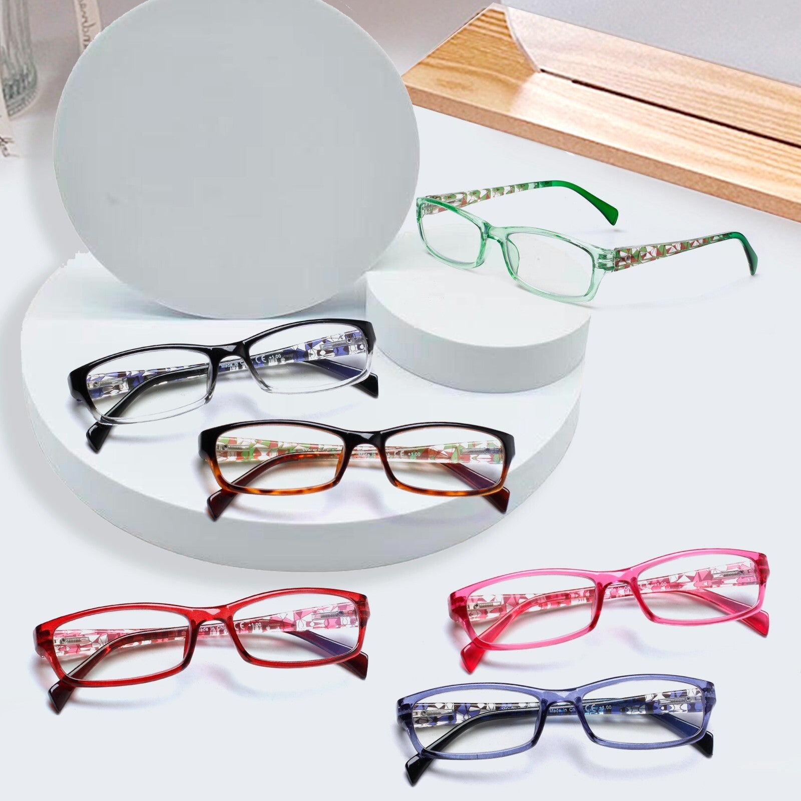 6 Pack Multifocal Women's Reading Glasses Anti Blue Light Lens Reading Glasses