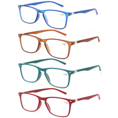 4 Pack Reading Glasses for Men and Women Blue Light Blocking Computer Reader Quality Spring Hinge Color Readers