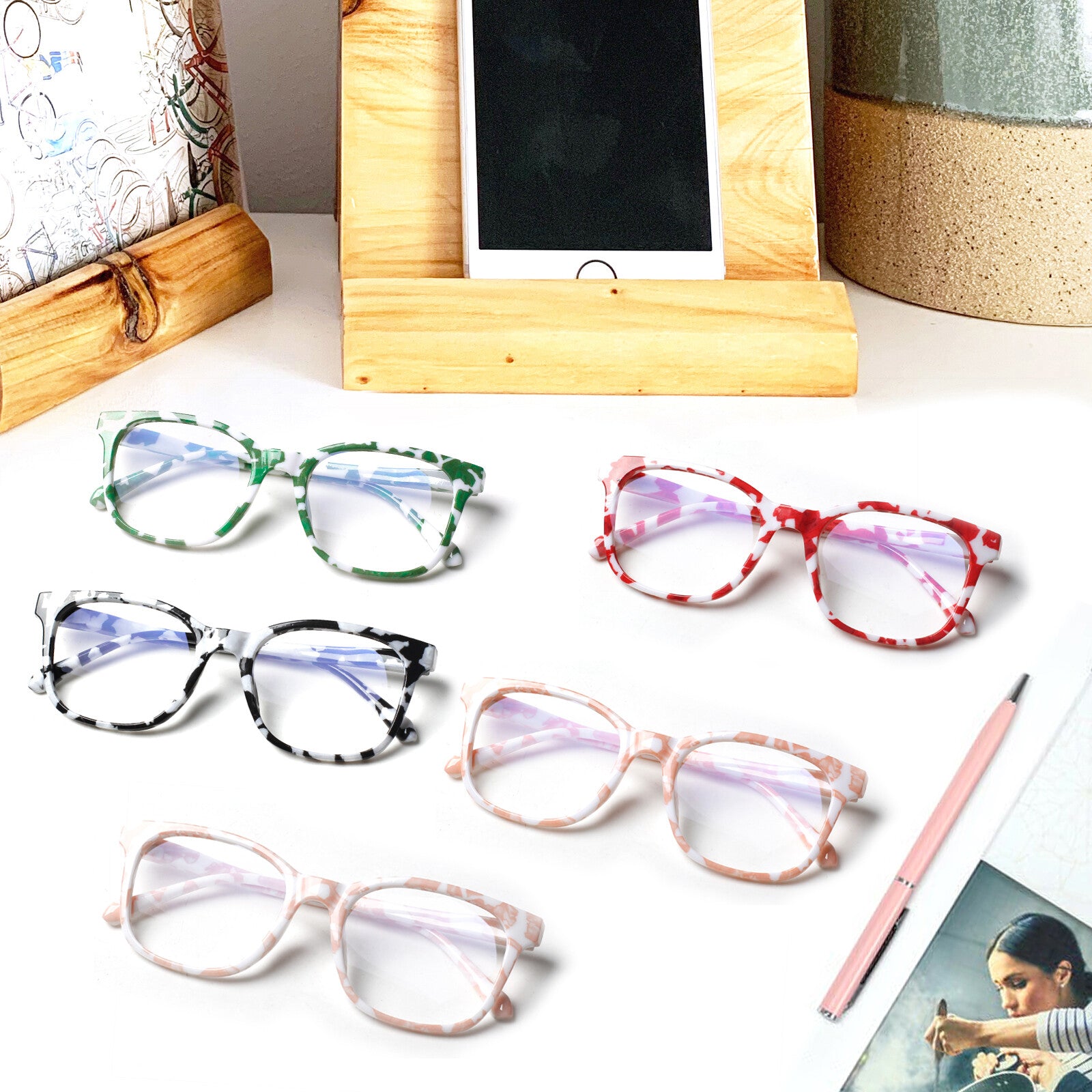 5 Pack Reading Glasses Blue Light Blocking for Women Computer Readers
