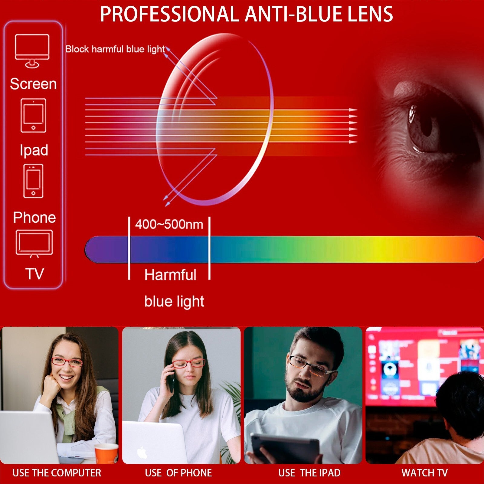 6 Pack Multifocal Women's Reading Glasses Anti Blue Light Lens Reading Glasses