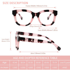 3-3Pack New Reading Glasses Ladies Readers Spring Hinge Pattern Print Eyeglasses