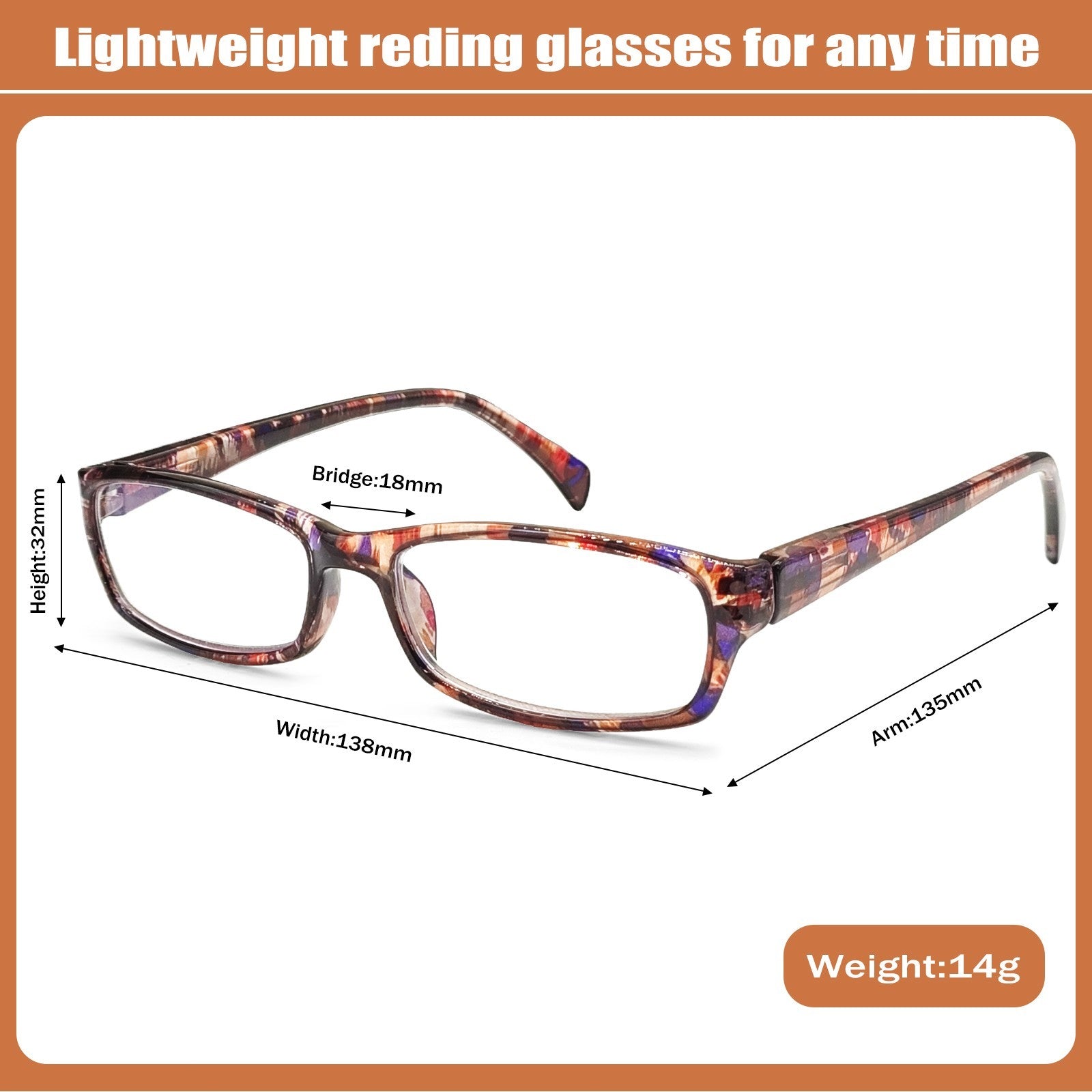 5-Pack Reading Glasses Fashion Ladies Readers Spring Hinge with Pattern Print Eyeglasses for Women