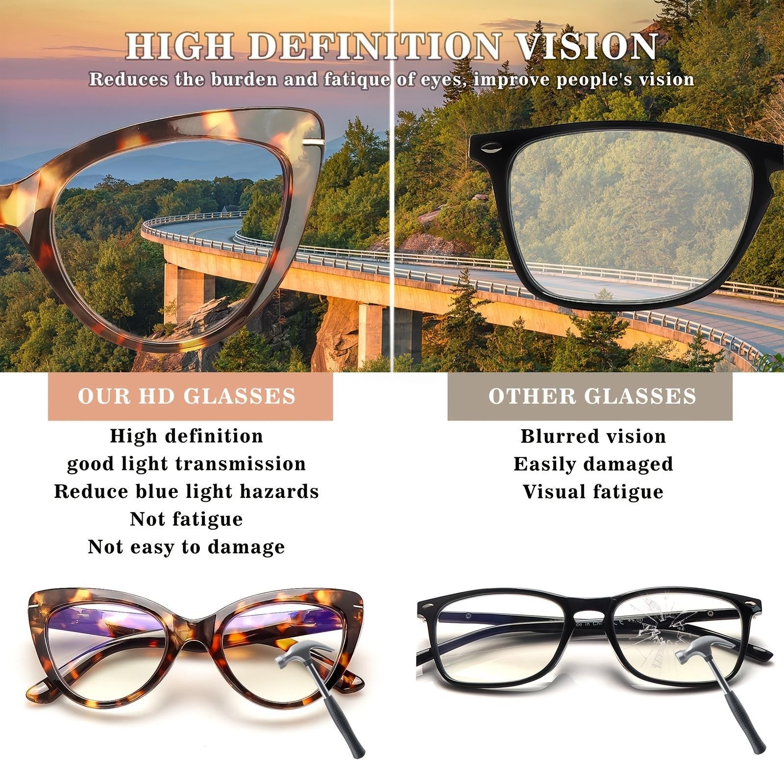 4 Pack Reading Glasses for Women Blue Light Blocking Cat Eye Photochromic Computer Reader