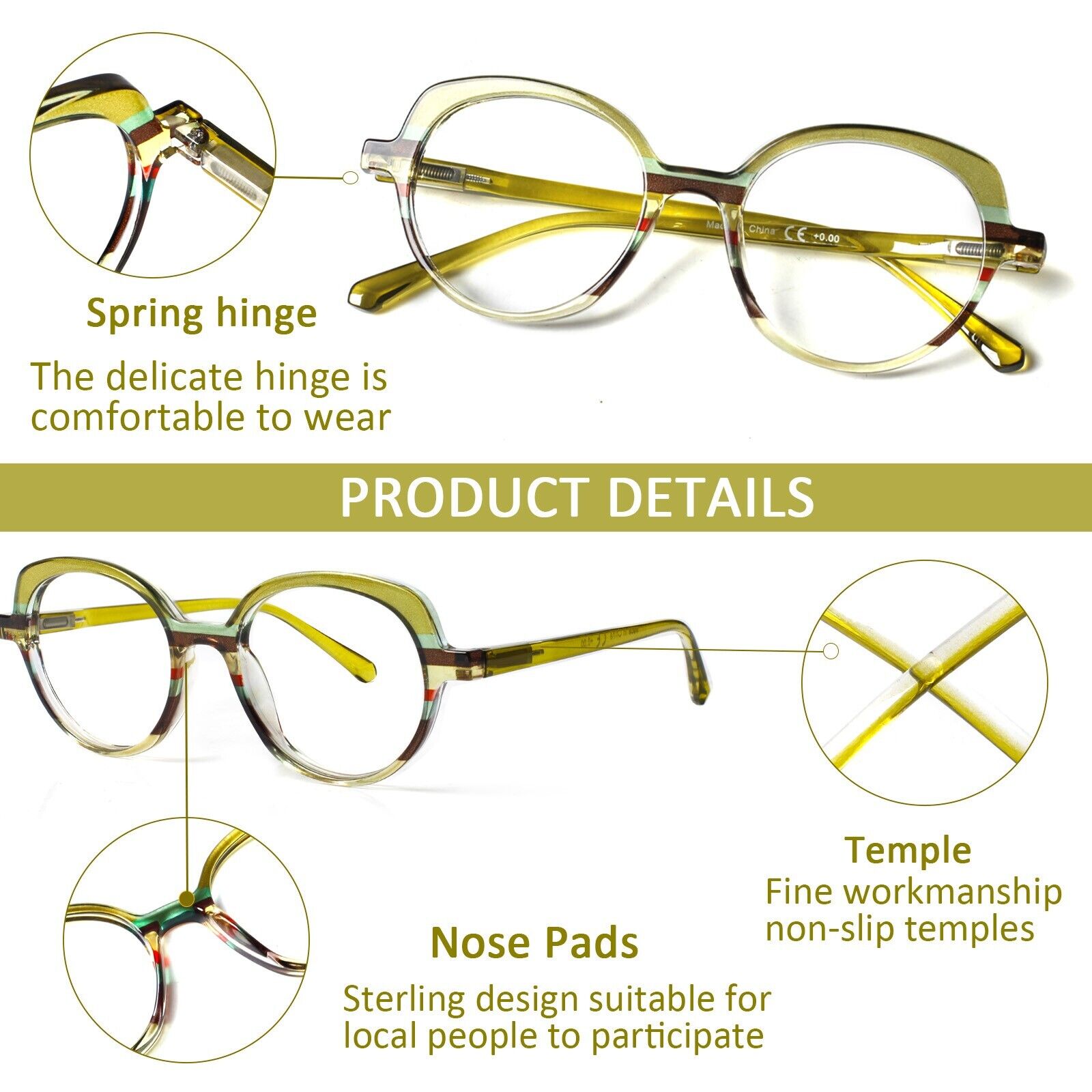 5 Pack Ladies  Reading Glasses Women Fashion Spring Hinge Readers