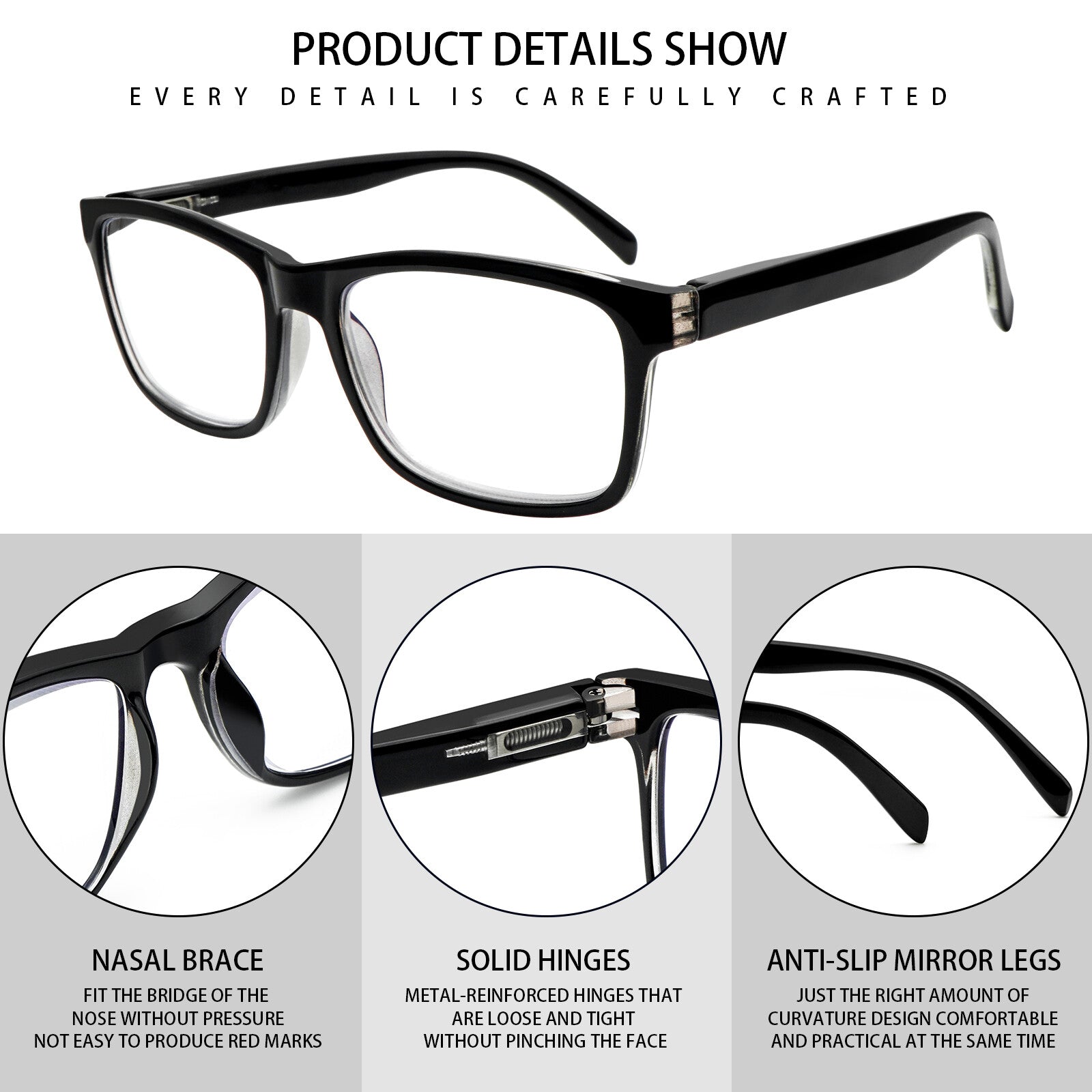 5 Pack Men Women Reading Glasses Blue Light Blocking Glasses Computer Readers Spring Hinge Eyeglasses