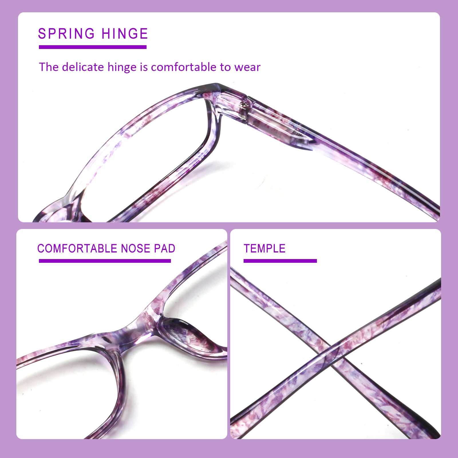 Reading Glasses 4 Pairs Fashion Ladies Readers Spring Hinge with Pattern Print Eyeglasses for Women
