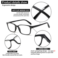 5 Pack Ladies Reading Glasses for Women Blue Light Blocking  Fashion Men Spring Hinge Readers Circle Box