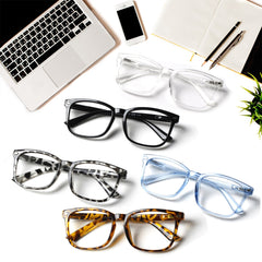 5 Pack Reading Glasses for Women and Men Spring Hinge Blue Light Blocking Reader