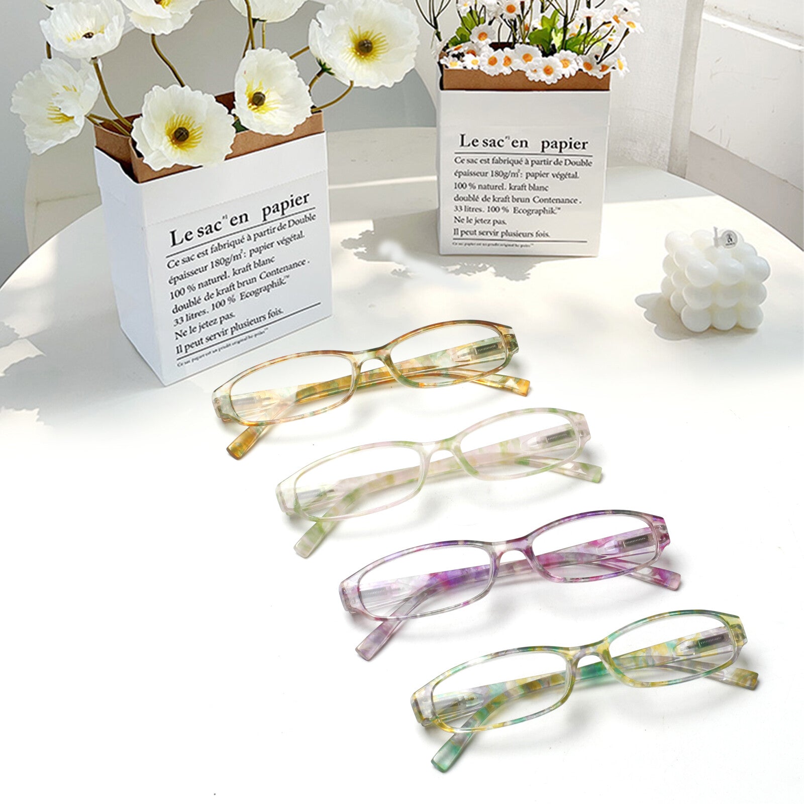 Kerecsen 4-Pack Reading Glasses Blue Light Blocking Anti Eyestrain Computer Reading Glasses for Women and Men Readers Spring Hinge eyegalsses