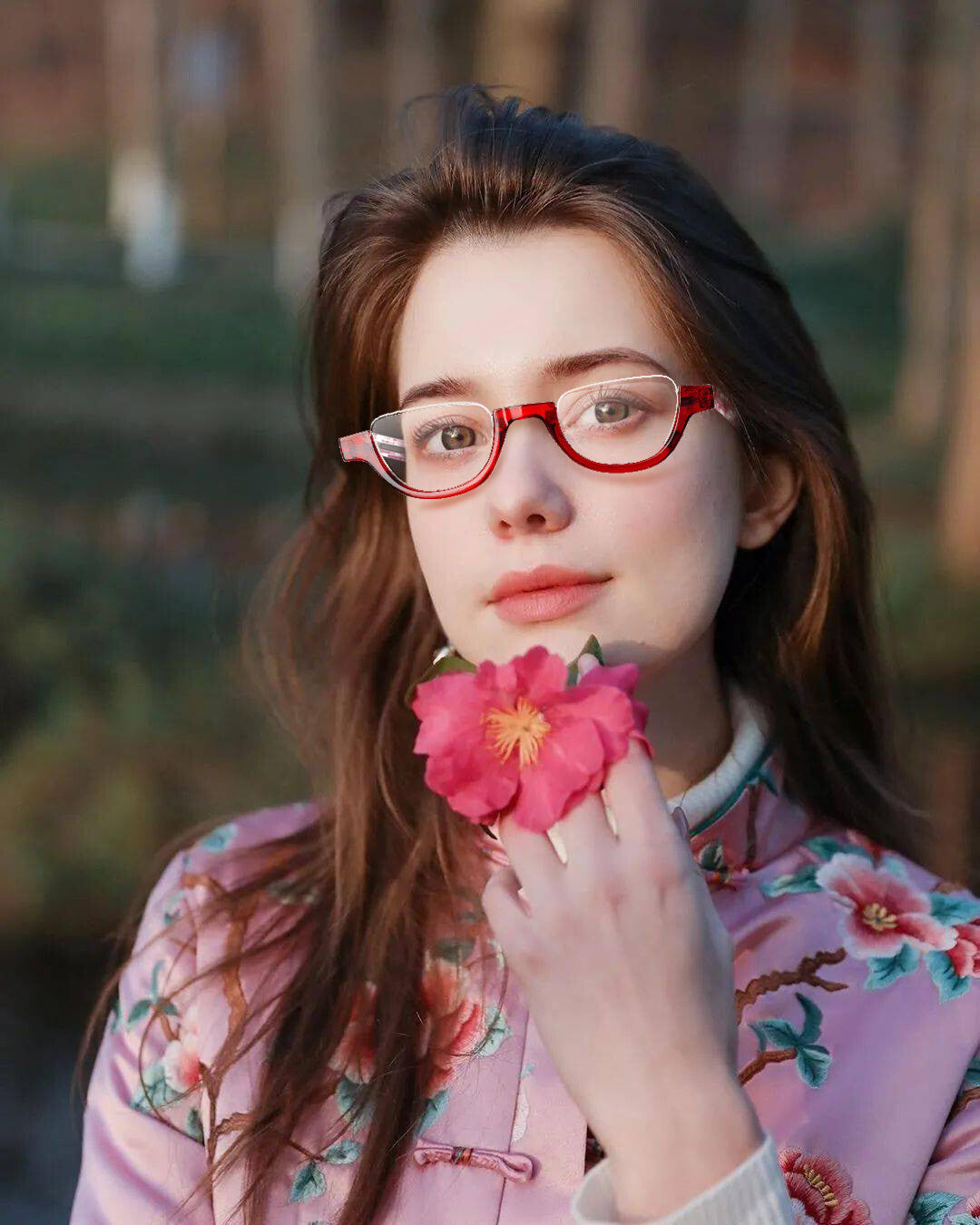 4 Pairs of Colorful Fashion Half Moon Frame Reading Glasses Spring Hinge Male and Female Readers