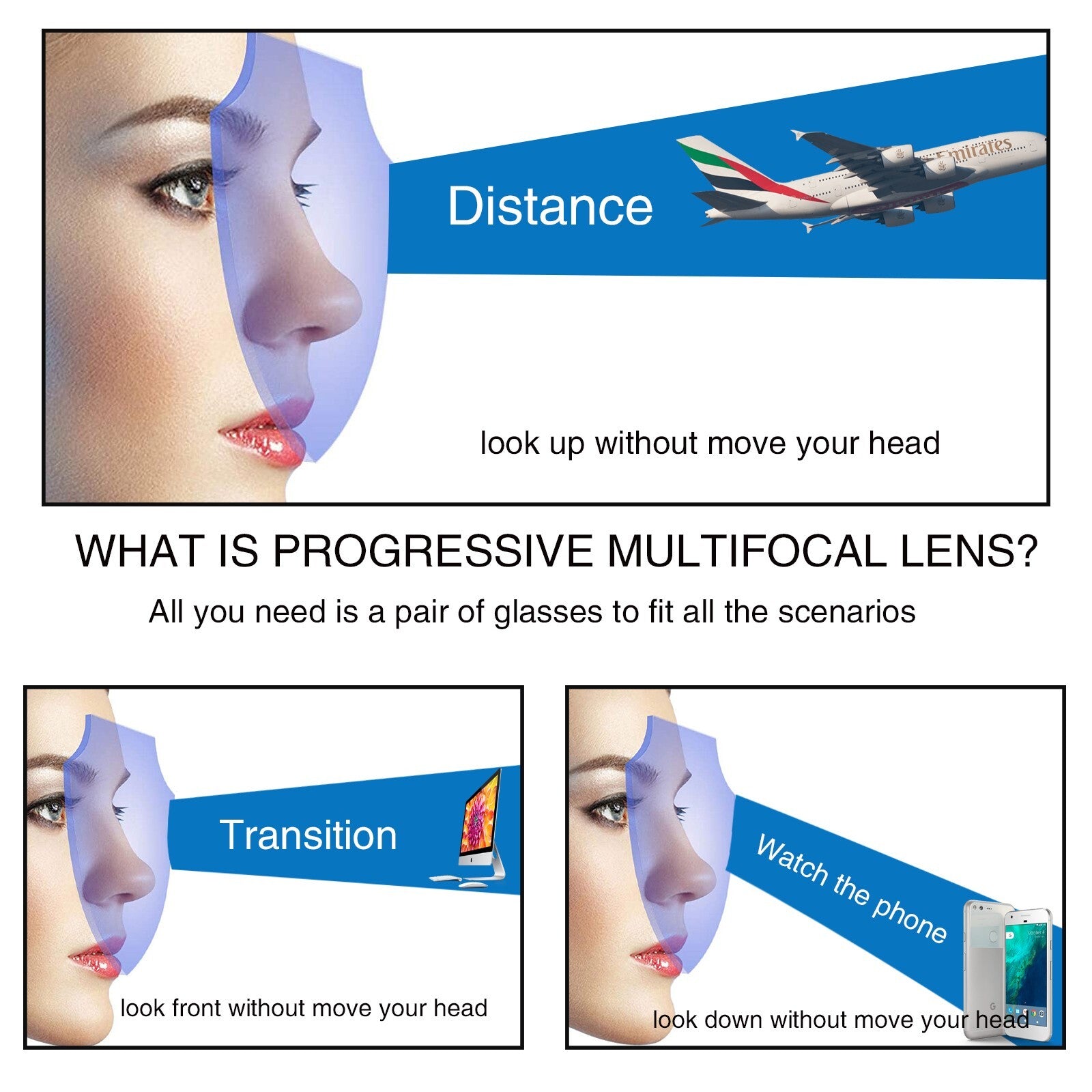 2 Pack Reading Glasses for Men Women Blue Light Blocking Progressive Multifocal