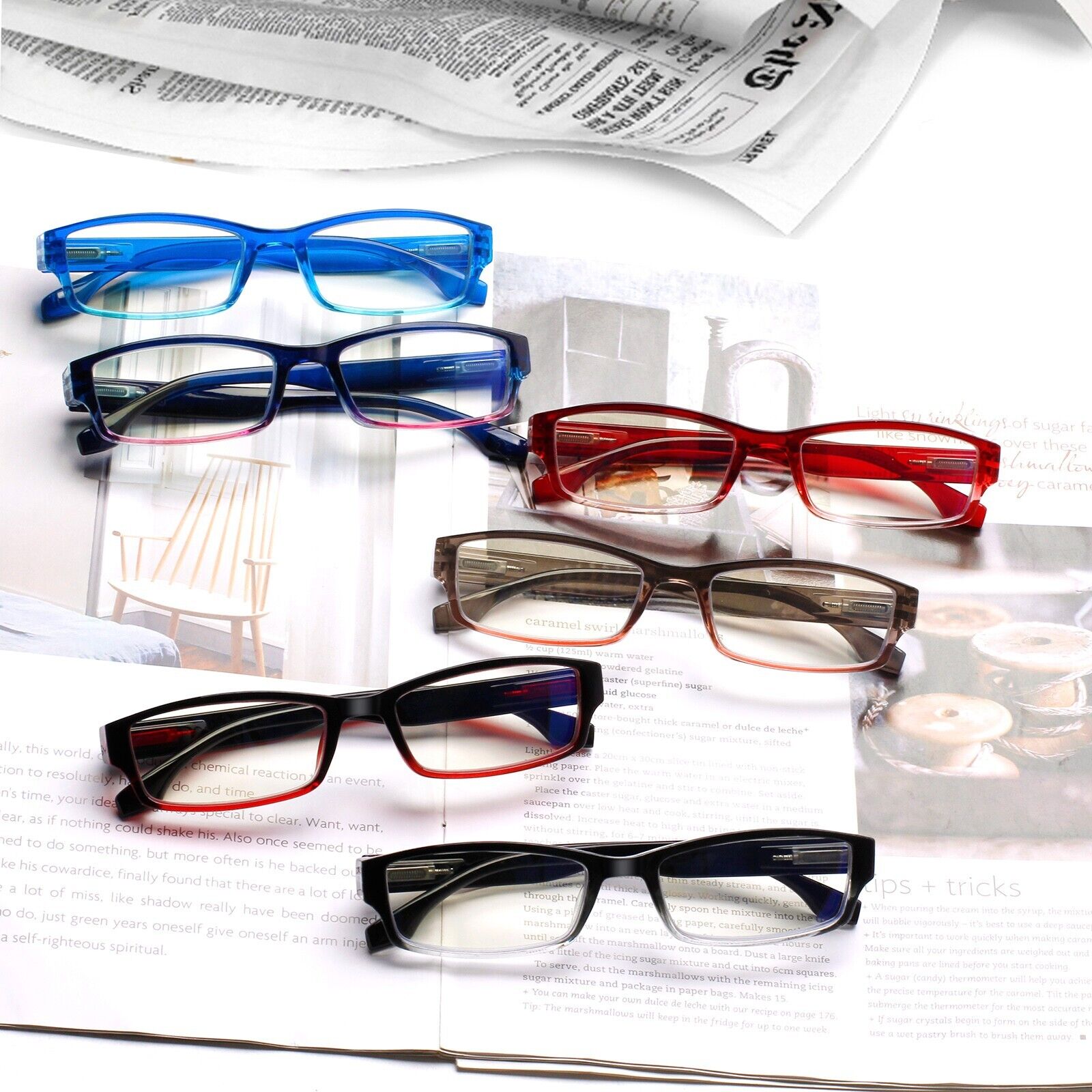 6 Pack Spring Hinge Reading Glasses Fashion Computer Readers Bluelight Glasse