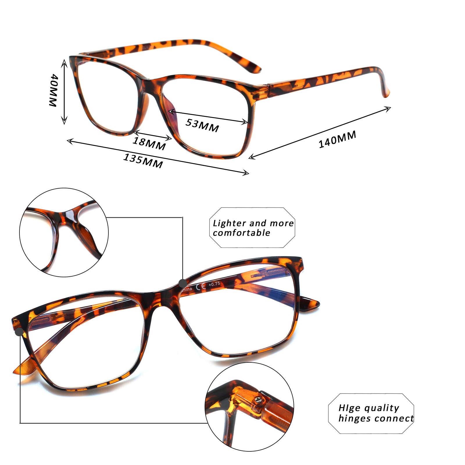 5 Pack Reading Glasses Blue Light Blocking Readers Fashion Glasses Women  Computer Readers  Comfort Spring Hinge