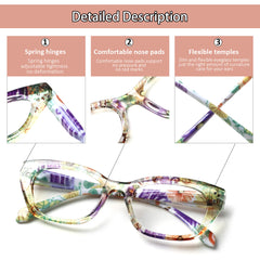 5-Pack Reading Glasses Women Readers Spring Hinge Pattern Print Eyeglasses Computer Reading Glasses,TV Glasses for Women