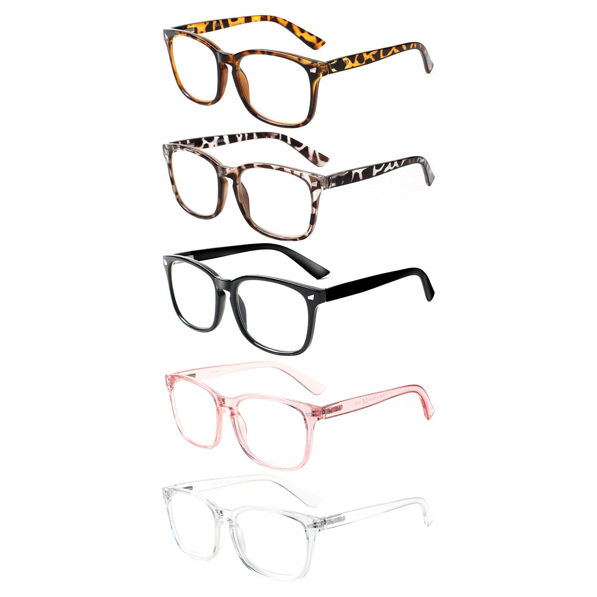 Reading Glasses  Women and Men  5 Pack Spring Hinge Blue Light Blocking Reade