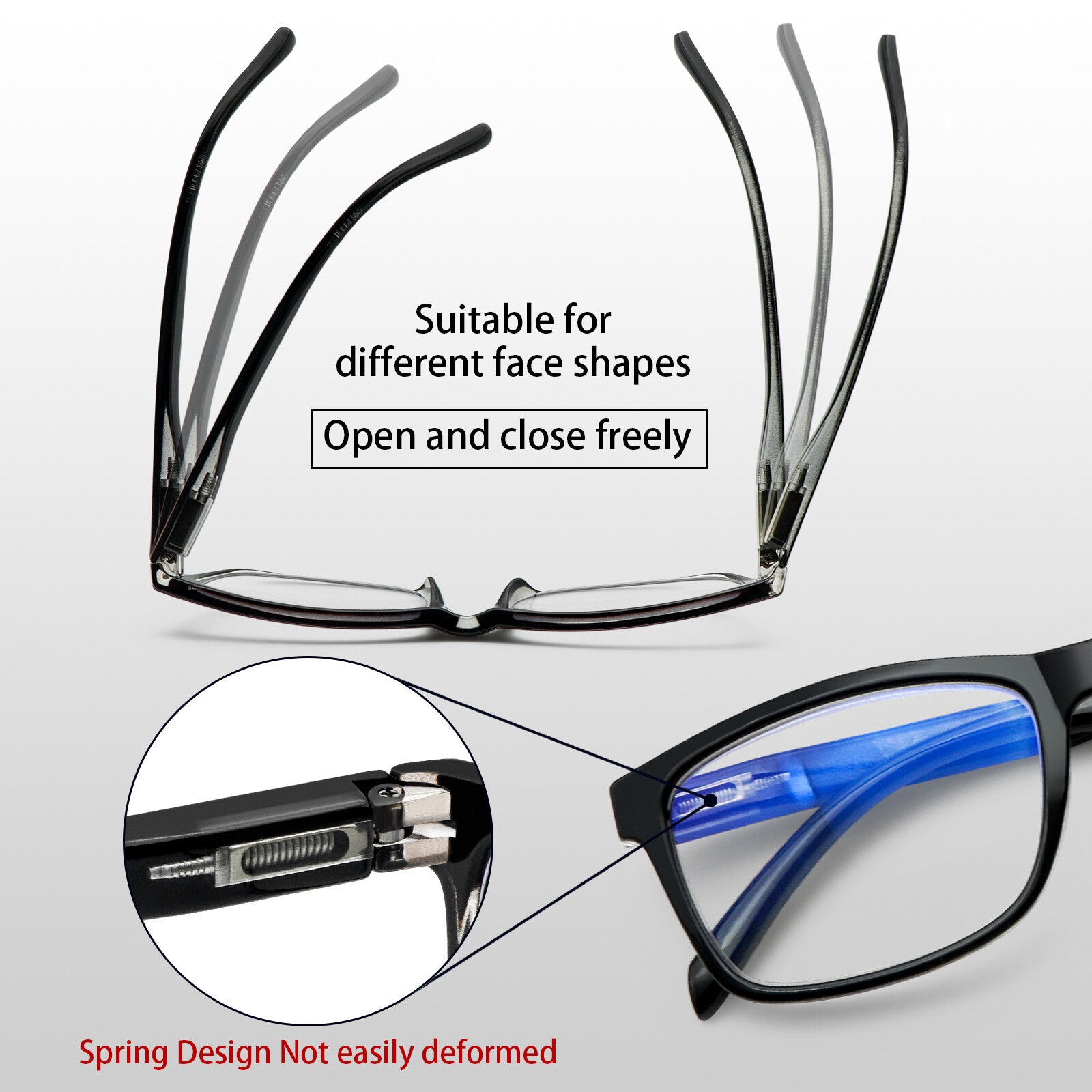 5 Pack Men Women Reading Glasses Blue Light Blocking Glasses Computer Readers Spring Hinge Eyeglasses