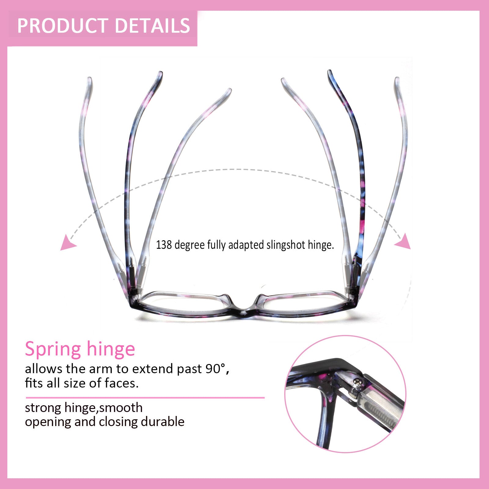 5Pack Ladies Reading Glasses Spring Hinge Fashion Pattern Print Eyeglasses Women
