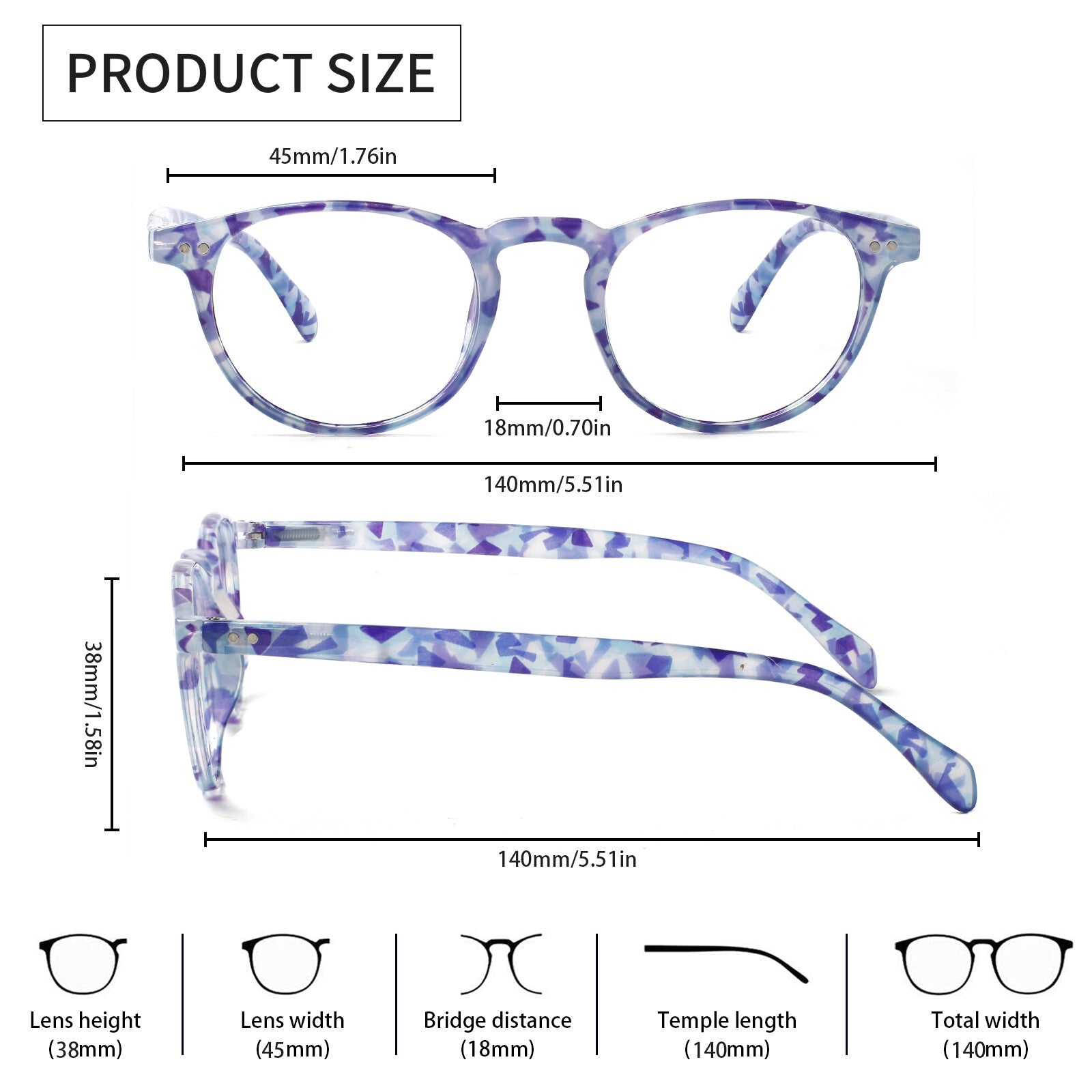 5 Pack Ladies Bluelight Reading Glasses Women Spring Hinge Patter Readers