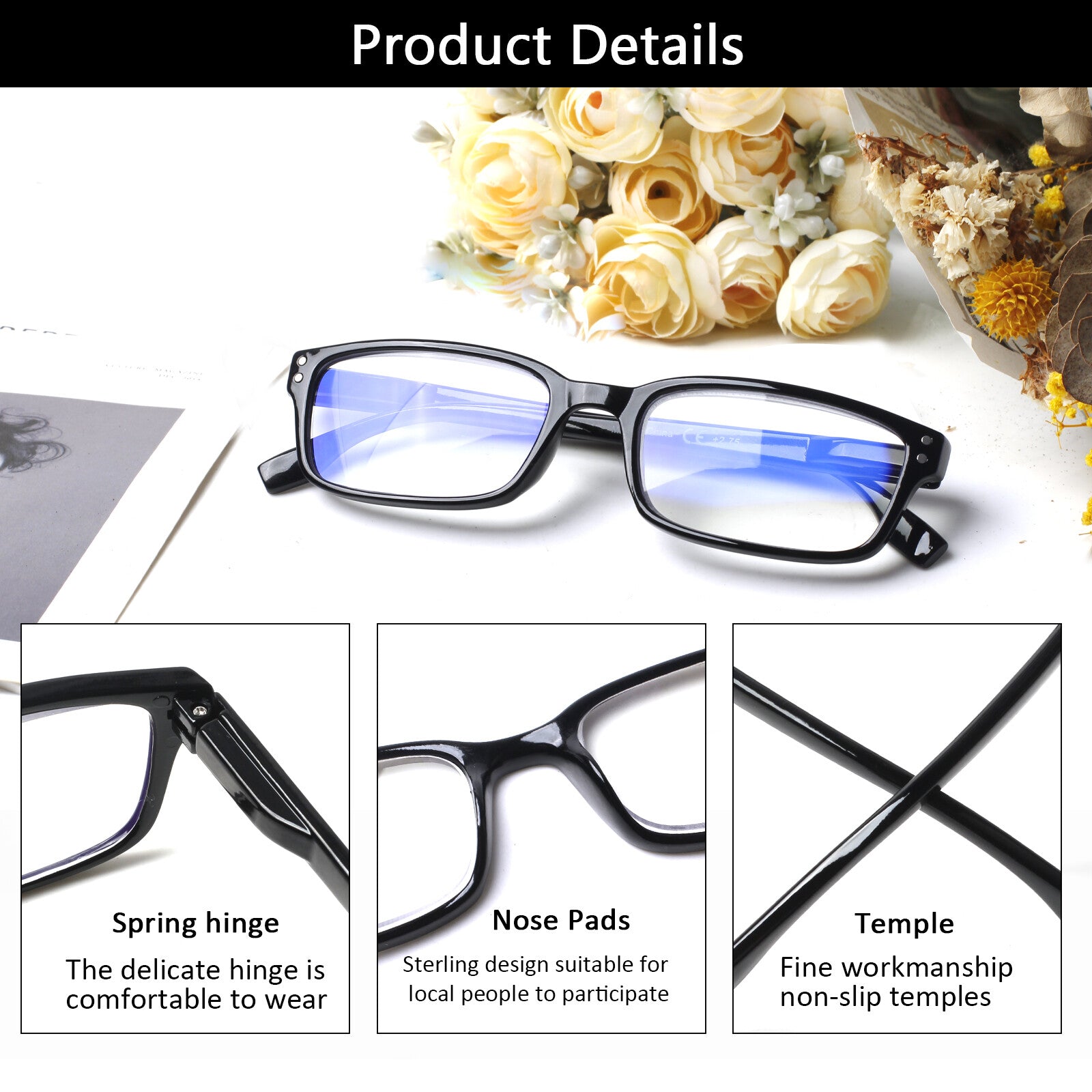 6 Pack Fashion Reading Glasses for Men Blue Light Blocking Anti UV Readers