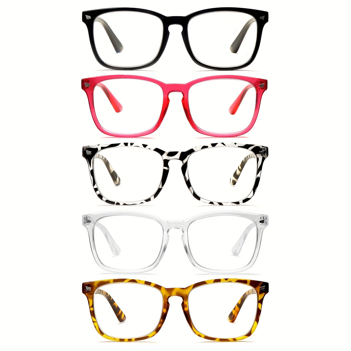 KERECSEN 5 Pack Women' Blue Light Blocking Reading Glasses Suitable for Computer, Tablet, Smartphone, Anti-Glare with Spring Hinge Eyewear, Lightweight Full-Rim Elliptical Frames for Digital Screens & Eye Fatigue Relief