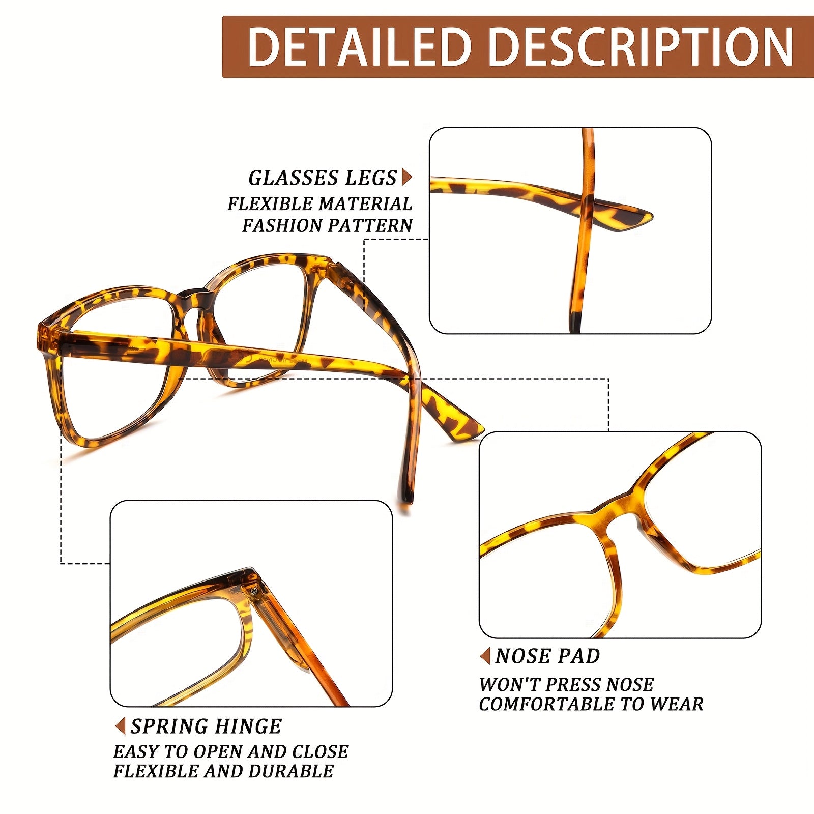 KERECSEN 5 Pack Women' Blue Light Blocking Reading Glasses Suitable for Computer, Tablet, Smartphone, Anti-Glare with Spring Hinge Eyewear, Lightweight Full-Rim Elliptical Frames for Digital Screens & Eye Fatigue Relief