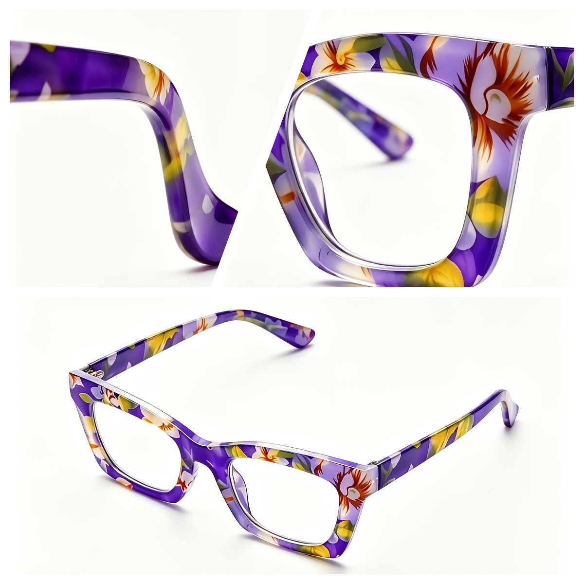 KERECSEN 3-Pack Oprah Style Women Blue Light Blocking Computer Square Readers with Spring Hinge Men Give Away Eyeglass Cloths And Eyeglass Bags