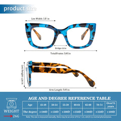 KERECSEN 4 Pack Stylish Cat-Eye Frame Blue Light Blocking Reading Glasses for Women with Metal Spring Hinges, High-Quality Tortoiseshell Color, Elegant Women's Reading Glasses for Casual Attire, Great As A Gift