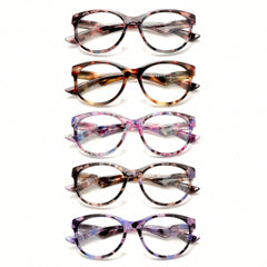 5 Pack of Women's Reading Glasses With Anti-Blue Light Lenses Fashio Print Heart Pattern Spring Hinge Lightweight Glasses