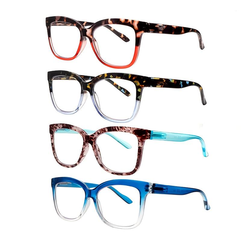 4 Pack of Reading Glasses for Women Blue Light Blocking Stylish Patterned Frames Comfortable Spring Hinges Computer Browsing