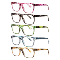KERECSEN 5 Pack Blue Light Blocking Reading Glasses | Fashion Printed, Lightweight, Anti-Slip, with Spring Hinges, Multi-Color Options for Women, Suitable for Various Occasions