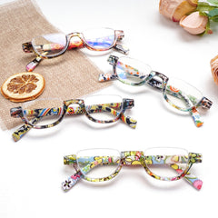KERECSEN 4-Pair Set of Blue Light Blocking Reading Glasses Semi-Rimless Lightweight Computer/Phone Readers Effectively Blocks Blue Light Damage Unisex Design with Metal Spring Hinges Christmas Gift +1.25 +2.25