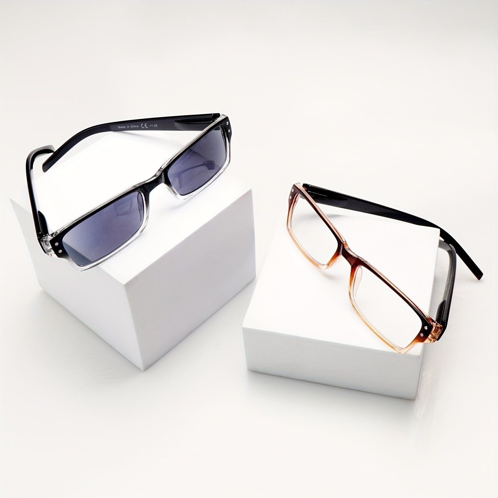 KERECSEN 5-Pack Narrow-Frame Glasses Business Style, Classic Frames with Metal Spring Hinges Blue Light Blocking Glasses for Men Dark-Tinted Wide-Frame Glasses Professional Glasses for Women Office, Negotiations, And Meetings