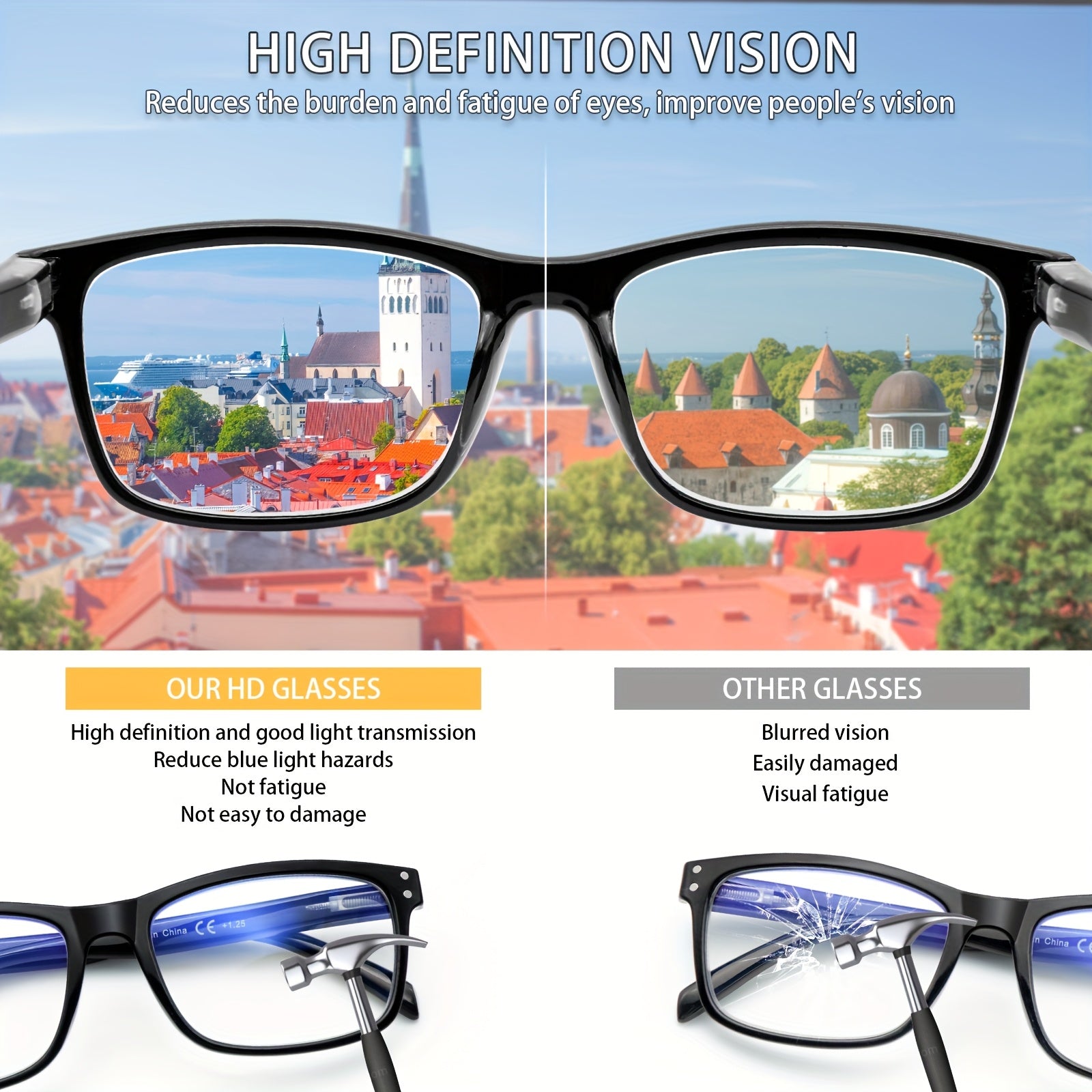 KERECSEN 5 Pack Blue Light Blocking Reading Glasses with  Strength - Unbreakable & Durable Spring Hinges Computer Eyeglasses for Men & Women Suitable for Digital Devices, Computer, Tablet, Smartphone