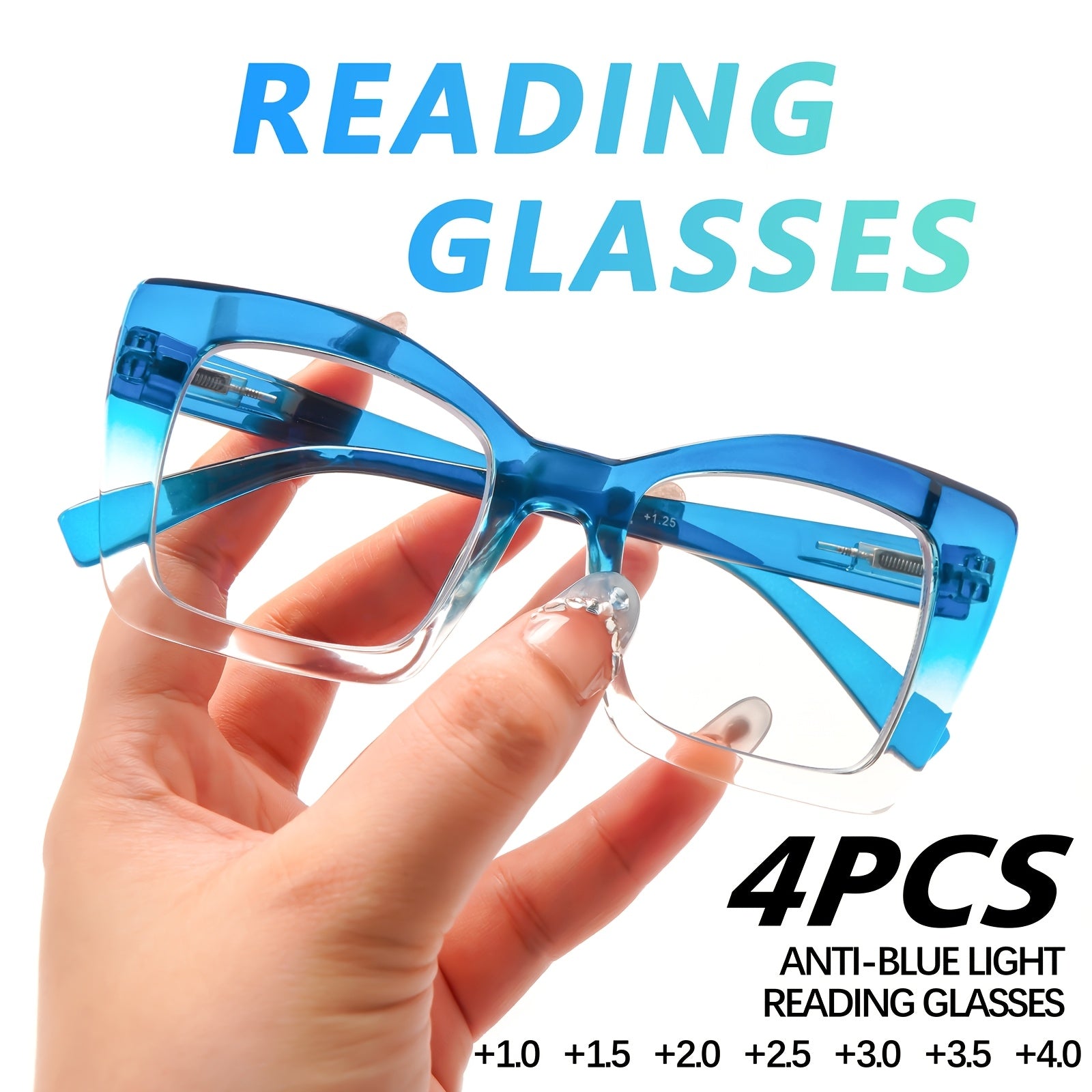 KERECSEN 4-Pair Anti-Blue Light Reading Glasses with Fashionable Printed Patterns, Large-Size Lightweight Frames, Designed for Women, Premium Anti-Blue Light Lenses, Spring Hinge Design for Comfort And Durability, Stylish Additions