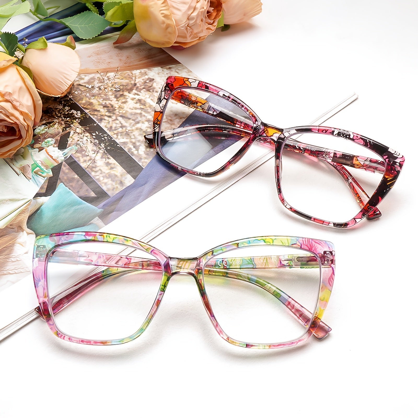 KERECSEN Blue Light-blocking Reading Glasses, Designed Specifically for Women. Featuring Premium Blue Light-blocking Lenses with Spring Hinges, Effectively Relieve Eye Strain, Ideal for Computer Work, Outdoor Activities As A Holiday Gift.