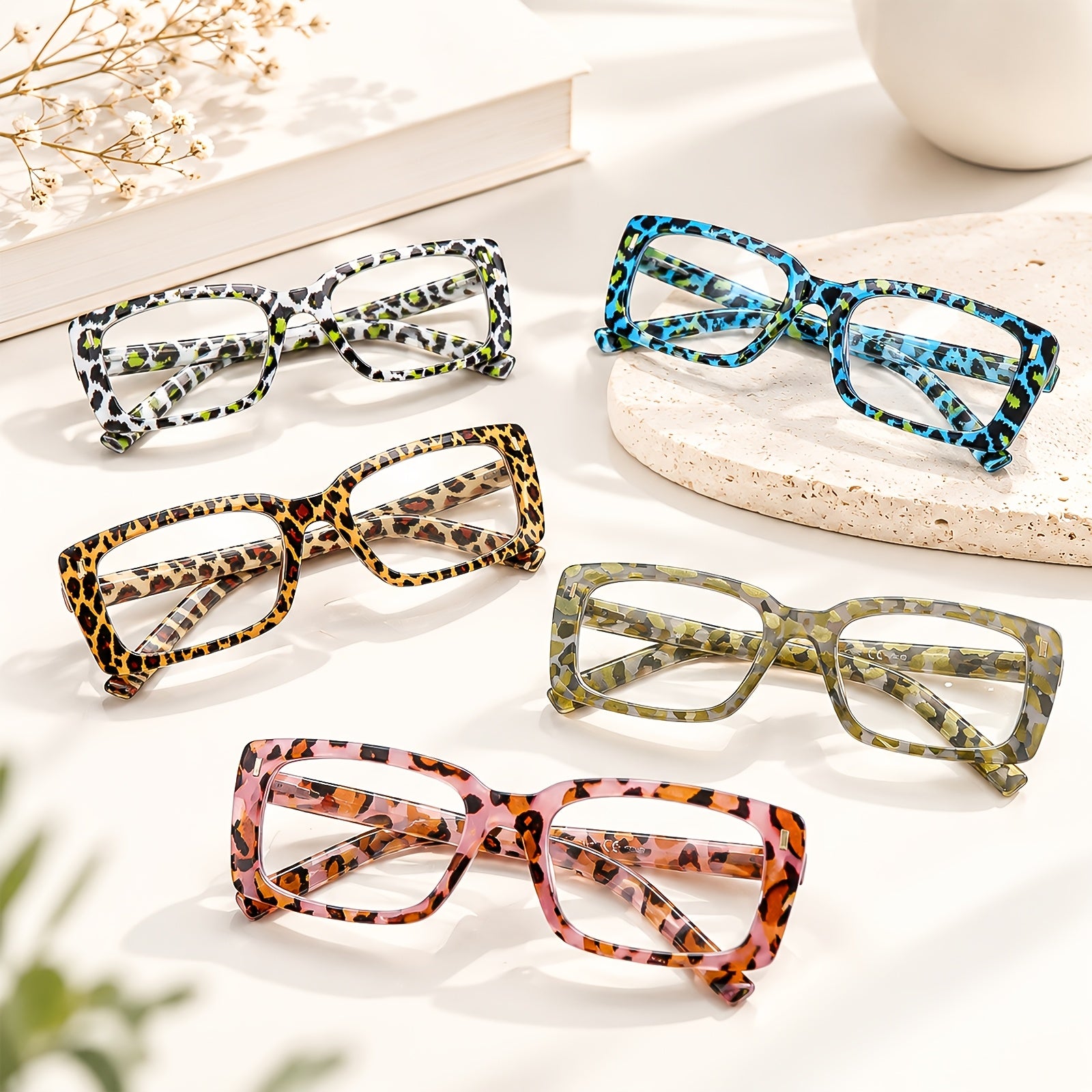 KERECSEN 5 Pairs Stylish Blue Light-Blocking Women with Spring Hinges, High-Quality Blue Light-Blocking Lenses Effectively Block Harmful Blue Light for Daily Commutes, Office Work, And Reading - an Ideal Choice for Holiday Gifts