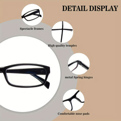 KERECSEN 6 Pairs of Presbyopia Glasses for Men And Women Easy Black Frame Reading Glasses Block Blue Light Readers Durable Not Afraid of Losing Versatile And Fashionable for All Face Shapes Metal Spring Hinges