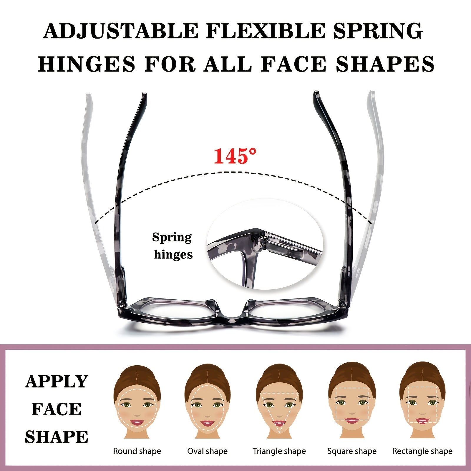 KERECSEN 6 Pack Oprah Style Reading Glasses | Blue Light Blocking Computer Square Readers with Spring Hinge for Unisex Adults, Oval Shape, Plastic Frame, Resin Lens By SIGVAN
