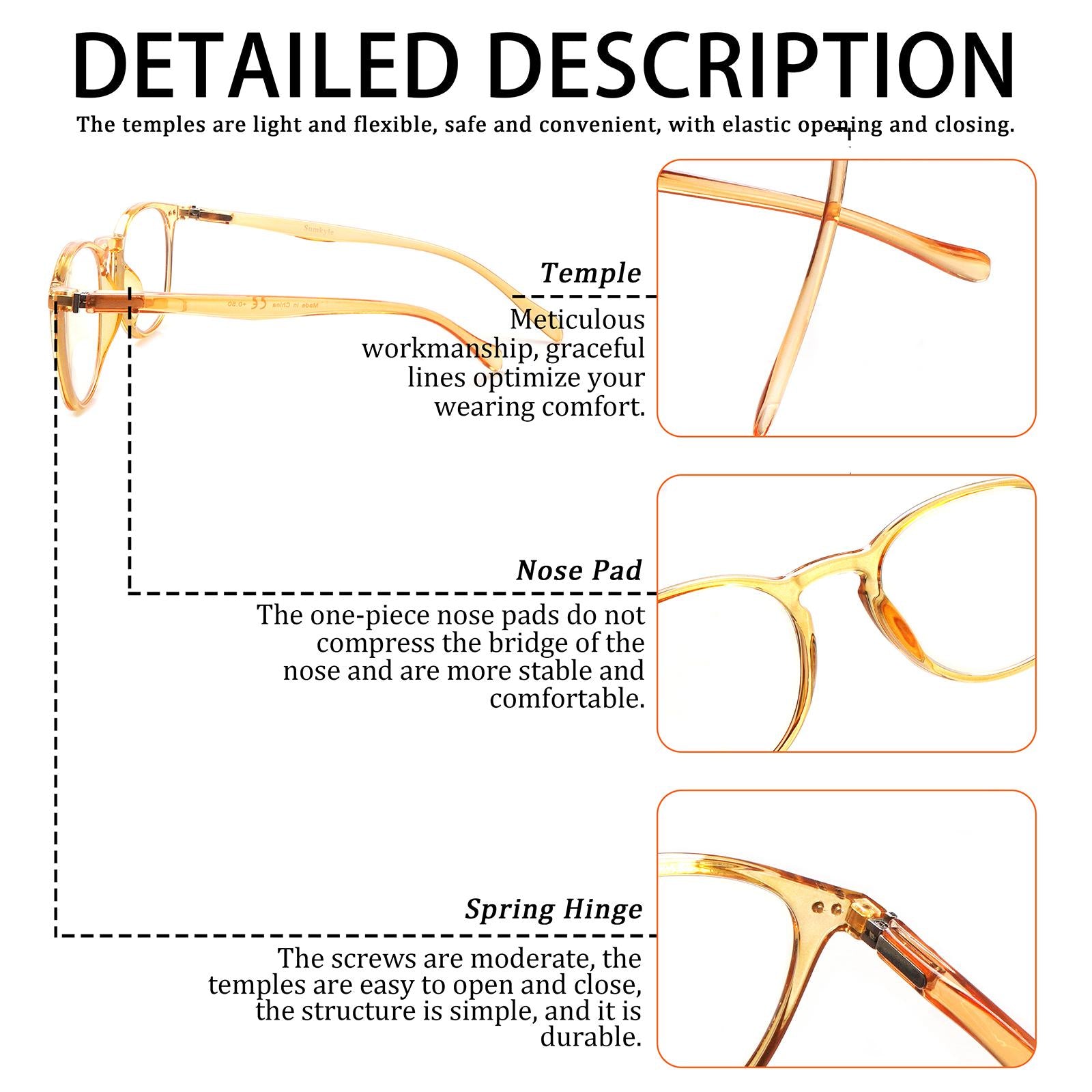 3 Pack Reading Glasses Fashionable Women's Men's Use Eyeglasses Anti-Blue Light Blocking Electronics Blue Light