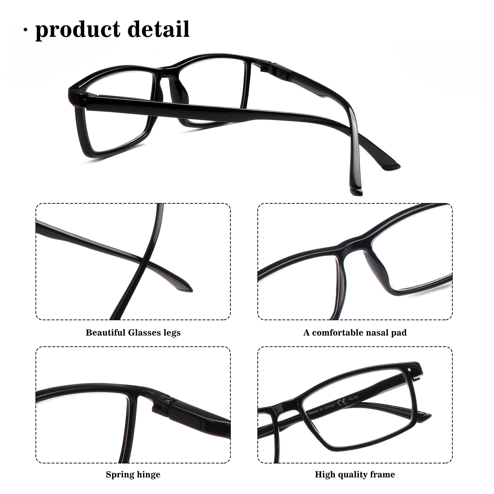 KERECSEN 6-Pair Blue Light Blocking Reading Glasses with Tortoiseshell/ Square Thin-PVC Frame & Plastic - Computer Glasses for Men & Women, Screen, Eyewear (6-Pair Pack) 2 Color Options - Compatible for Office, Smartphones, E-