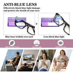 KERECSEN 6 Pack Oprah Style Reading Glasses | Blue Light Blocking Computer Square Readers with Spring Hinge for Unisex Adults, Oval Shape, Plastic Frame, Resin Lens By SIGVAN