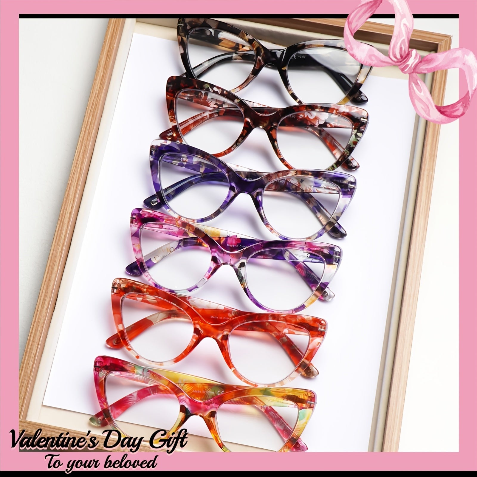 A Set of 6 Cat-Eye Glasses Featuring Anti-Blue Light Lenses And Metal Spring Hinges. These Stylish Women Are Perfect for Winter Fashion, Making Them a Must-Have For. They Also Make a Great Gift And Embody a Retro Aesthetic