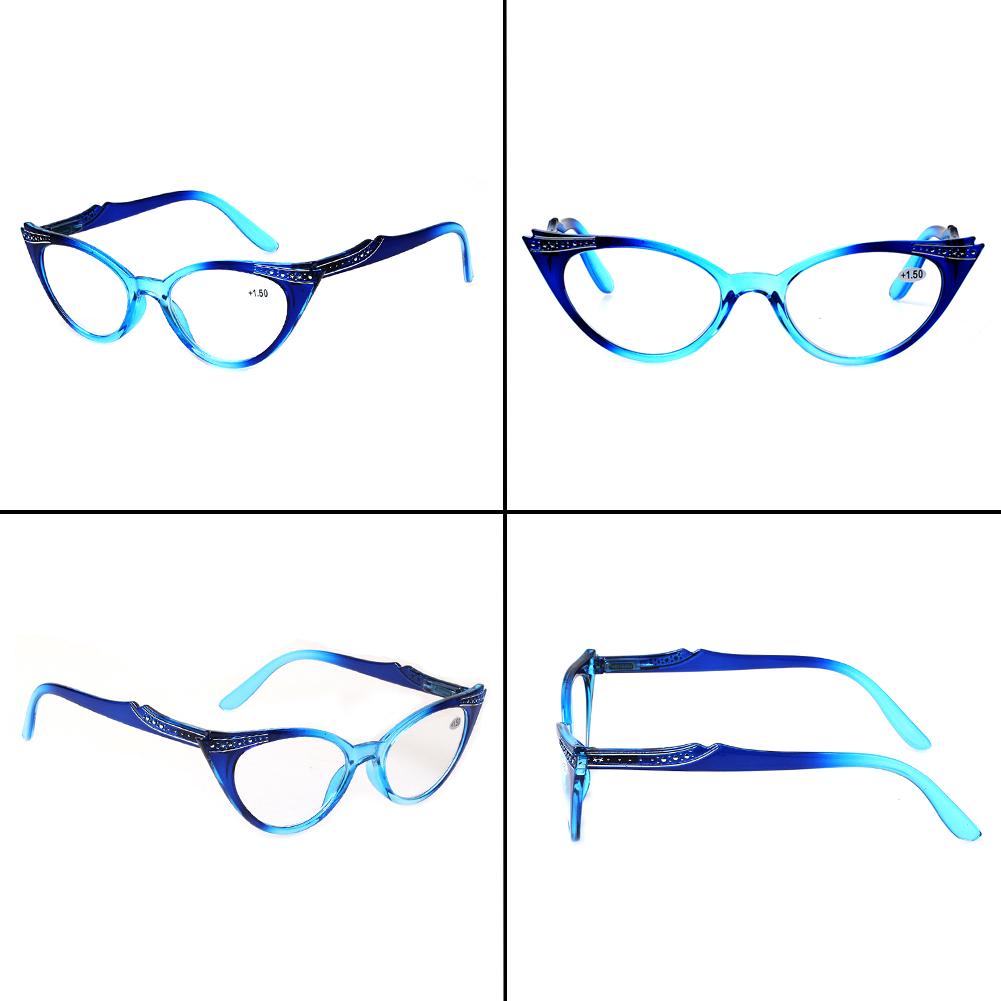 Cat Eye Reading Glasses for Womens Set of 4 Blue Light Blocking Computer Readers Ladies Eyeglass Quality Frame Lightweight and Comfortable