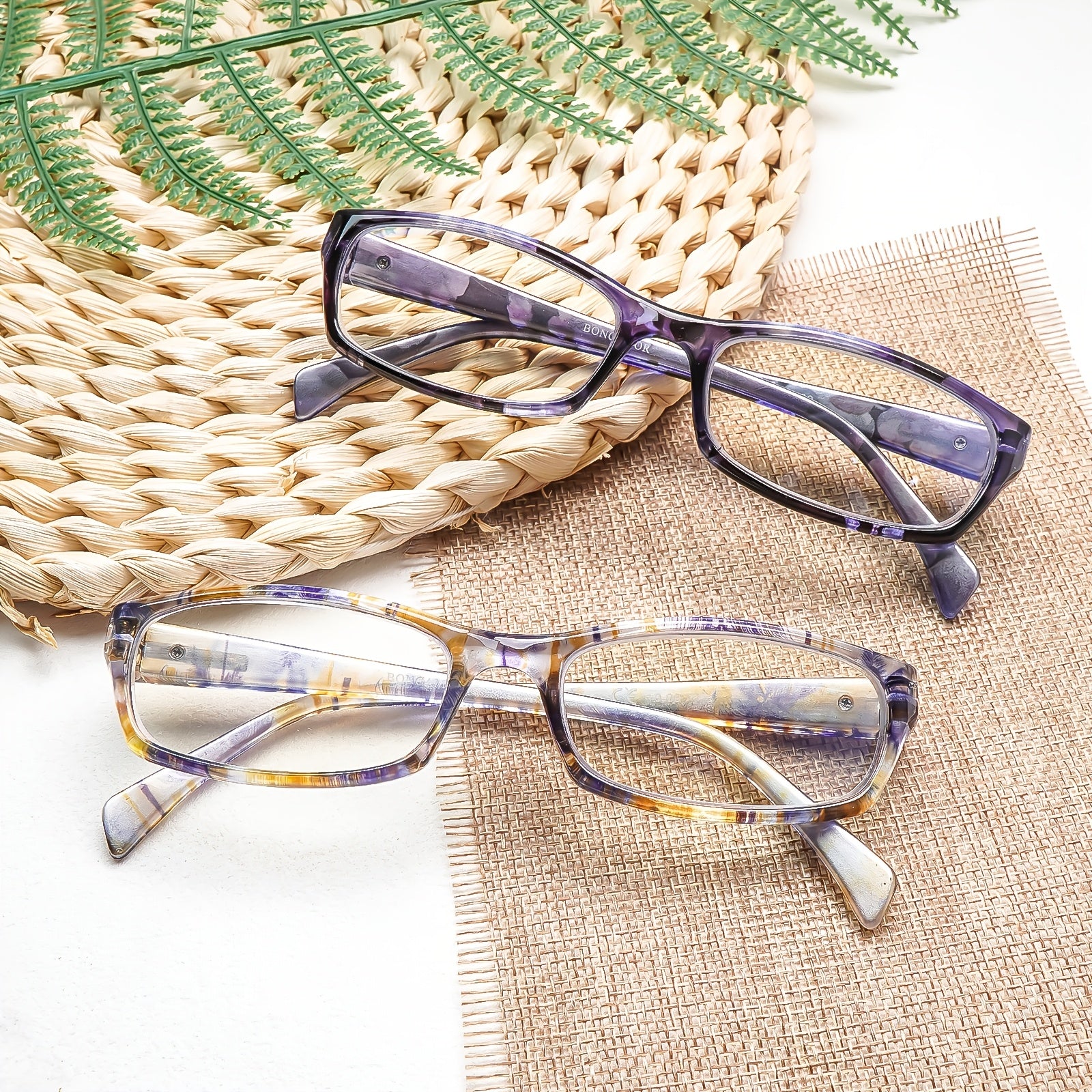 KERECSEN 5-Pack  Reading Glasses Women Fashionable Anti- Light Reading Glasses for Daily Commute Computer Readers Rectangular Frame with Spring Hinge Suitable for Variety Of Face Shapes Lightweight Reading Glasses New Products Selected for You