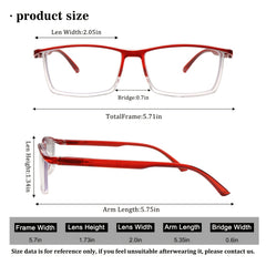 KERECSEN 6-Pair Blue Light Blocking Reading Glasses with Tortoiseshell/ Square Thin-PVC Frame & Plastic - Computer Glasses for Men & Women, Screen, Eyewear (6-Pair Pack) 2 Color Options - Compatible for Office, Smartphones, E-